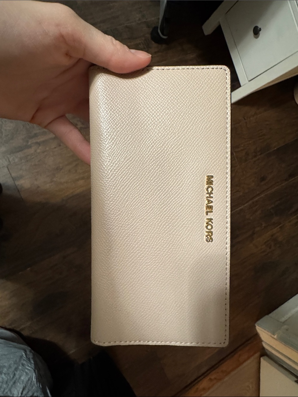 Michael Kors Pale Blush Saffiano Continental Wallet with Gold Logo